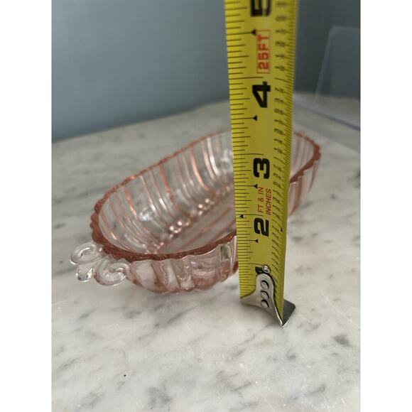 Vintage Old Cafe Pink Depression Glass Oval Olive Nut Bowl Anchor Hocking Small - Picture 8 of 11